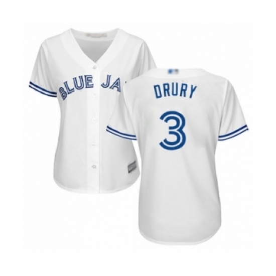 Women's Toronto Blue Jays #3 Brandon Drury Authentic White Home Baseball Player Jersey - Ujersey