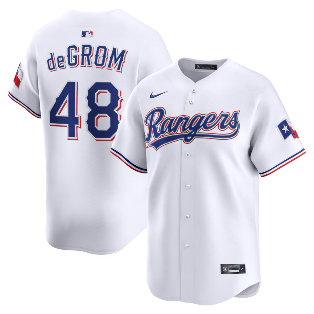 Men's Texas Rangers Jacob deGrom Nike White Home Limited Jersey