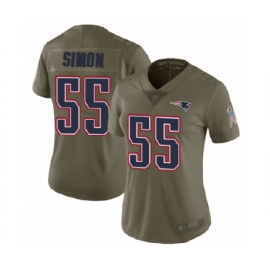 Women's New England Patriots #55 John Simon Limited Olive 2017 Salute to Service Football Jersey - Ujersey