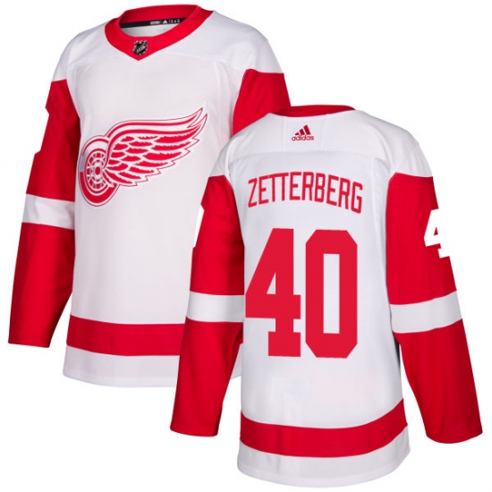 Youth Adidas Detroit Red Wings #40 Henrik Zetterberg Authentic White Away NHL Jersey - Ujersey