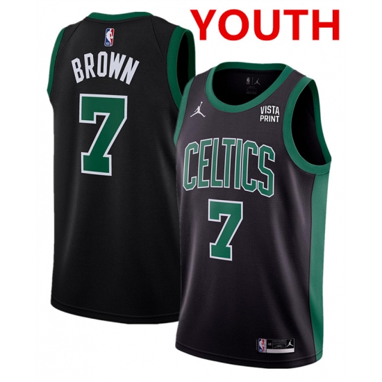 Youth Boston Celtics #7 Jaylen Brown Black Statement Edition Stitched Basketball Jersey - Ujersey