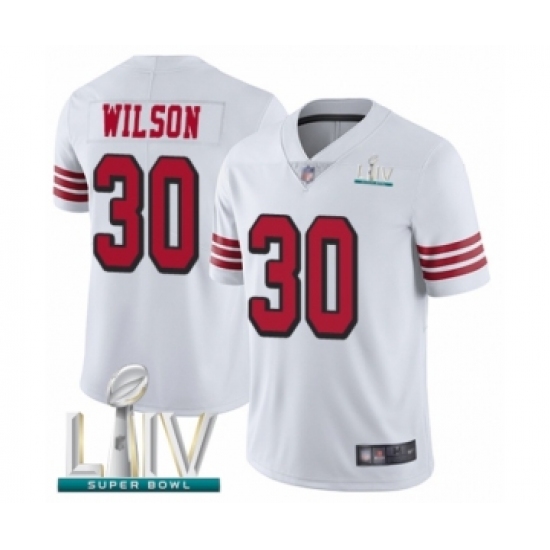 Men's San Francisco 49ers #30 Jeff Wilson Limited White Rush Vapor Untouchable Super Bowl LIV Bound Football Jersey - Ujersey