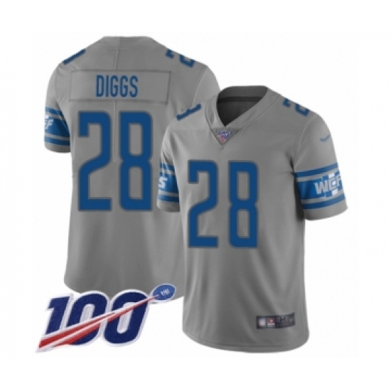 Men's Detroit Lions #28 Quandre Diggs Limited Gray Inverted Legend 100th Season Football Jersey - Ujersey