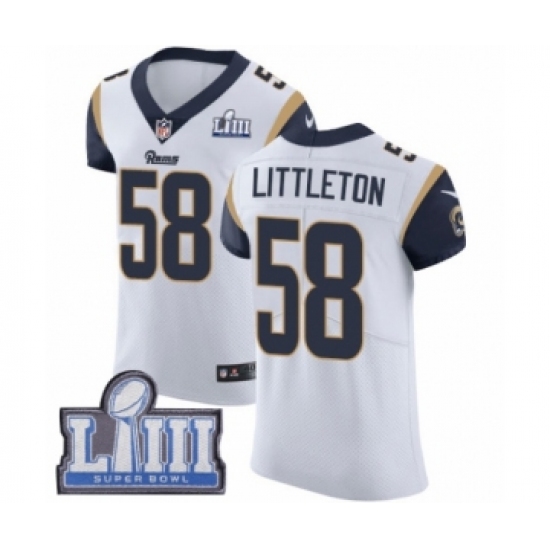 Men's Nike Los Angeles Rams #58 Cory Littleton White Vapor Untouchable Elite Player Super Bowl LIII Bound NFL Jersey - Ujersey