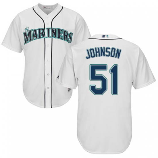 Men's Majestic Seattle Mariners #51 Randy Johnson Replica White Home Cool Base MLB Jersey - Ujersey