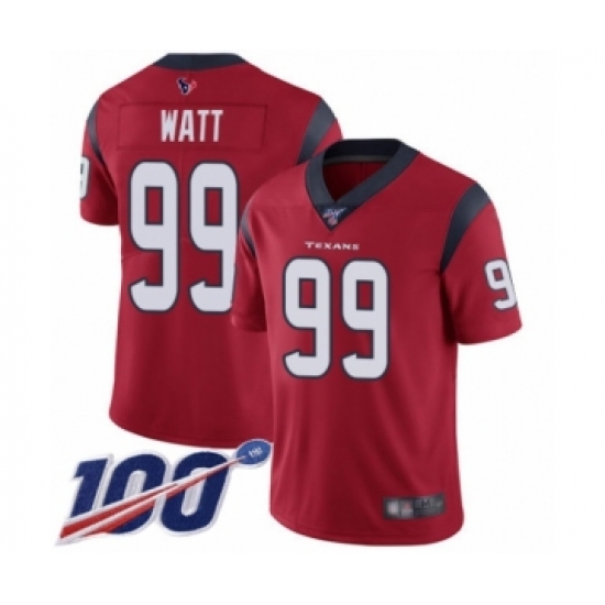 Youth Nike Houston Texans #99 J.J. Watt Red Alternate Vapor Untouchable Limited Player 100th Season NFL Jersey - Ujersey