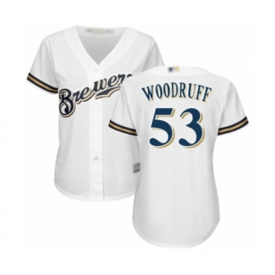 Women's Milwaukee Brewers #53 Brandon Woodruff Authentic White Alternate Cool Base Baseball Jersey - Ujersey