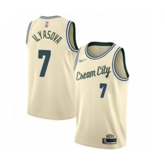 Youth Milwaukee Bucks #7 Ersan Ilyasova Swingman Cream Basketball Jersey - 2019 20 City Edition - Ujersey
