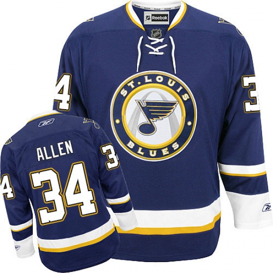 Youth Reebok St. Louis Blues #34 Jake Allen Authentic Navy Blue Third NHL Jersey - Ujersey