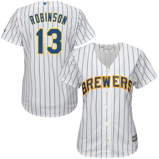 Women's Majestic Milwaukee Brewers #13 Glenn Robinson Authentic White Alternate Cool Base MLB Jersey - Ujersey
