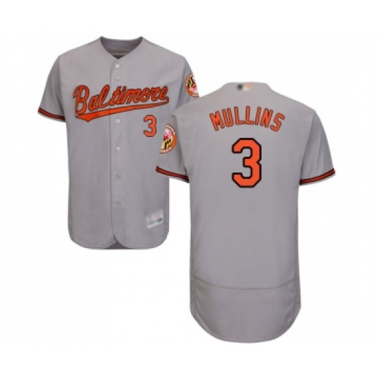 Men's Baltimore Orioles #3 Cedric Mullins Grey Road Flex Base Authentic Collection Baseball Jersey - Ujersey