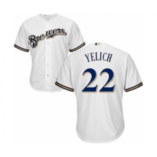 Youth Milwaukee Brewers #22 Christian Yelich Authentic White Home Cool Base Baseball Player Jersey - Ujersey