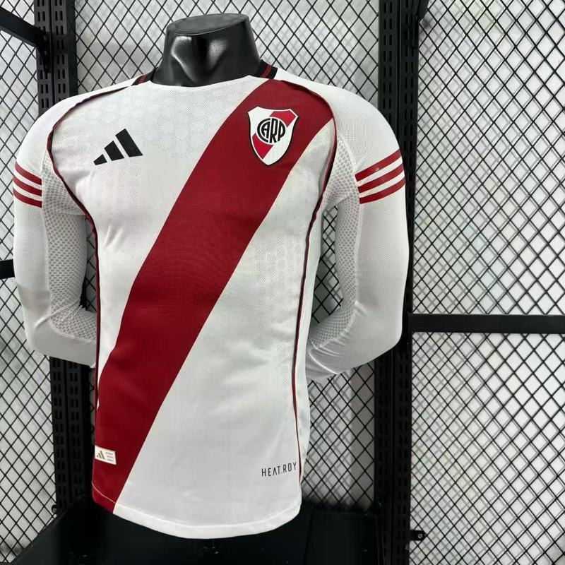 River Plate Soccer Jersey Home Long Sleeve Shirt 2025/26 - Ujersey NHL