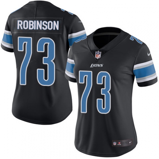 Women's Nike Detroit Lions #73 Greg Robinson Limited Black Rush Vapor Untouchable NFL Jersey - Ujersey