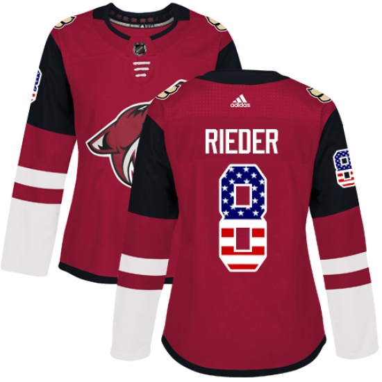Women's Adidas Arizona Coyotes #8 Tobias Rieder Authentic Red USA Flag Fashion NHL Jersey - Ujersey