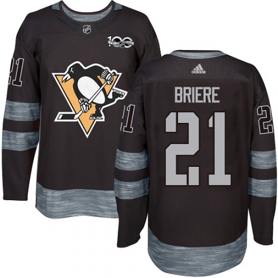 Men's Adidas Pittsburgh Penguins #21 Michel Briere Authentic Black 1917-2017 100th Anniversary NHL Jersey - Ujersey