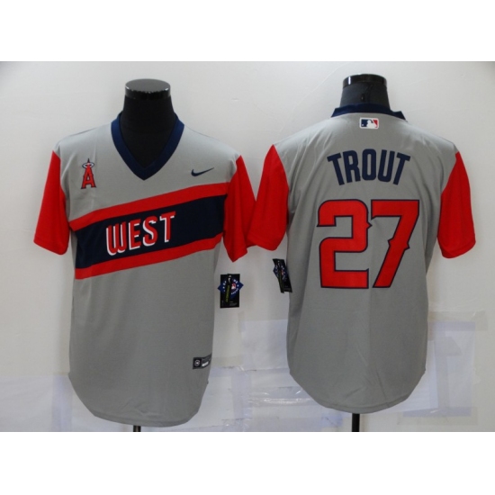 Men's Los Angeles Angels of Anaheim #27 Mike Trout Grey Flex Base Authentic Jersey - Ujersey