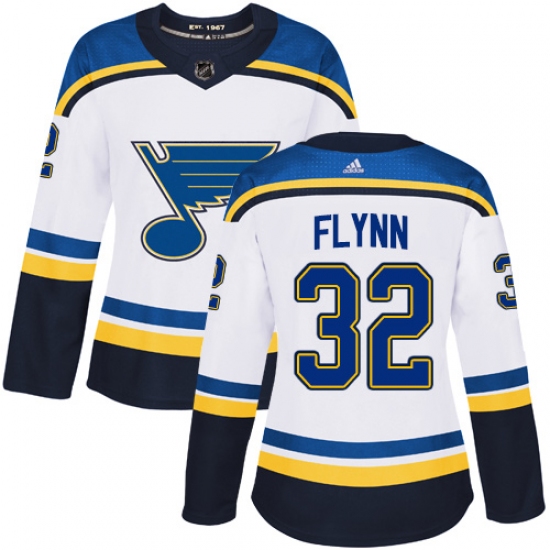 Women's Adidas St. Louis Blues #32 Brian Flynn Authentic White Away NHL Jersey - Ujersey
