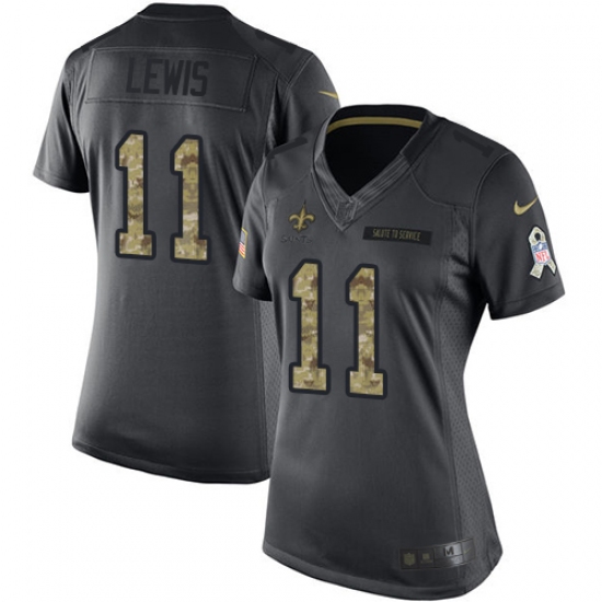 Women's Nike New Orleans Saints #11 Tommylee Lewis Limited Black 2016 Salute to Service NFL Jersey - Ujersey