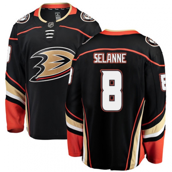 Men's Anaheim Ducks #8 Teemu Selanne Fanatics Branded Black Home Breakaway NHL Jersey - Ujersey