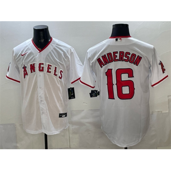 Men's Los Angeles Angels #16 Garret Anderson White Stitched Baseball Jersey - Ujersey
