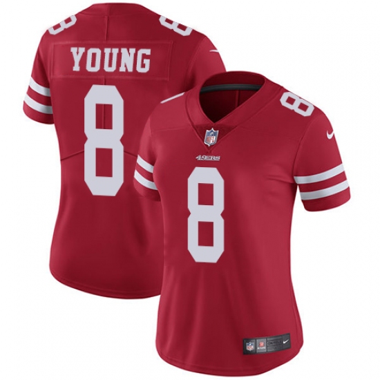 Women's Nike San Francisco 49ers #8 Steve Young Red Team Color Vapor Untouchable Limited Player NFL Jersey - Ujersey