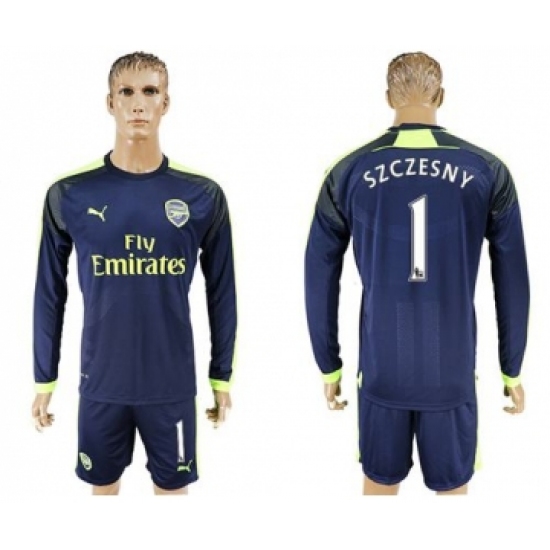 Arsenal #1 Szczesny Sec Away Long Sleeves Soccer Club Jersey