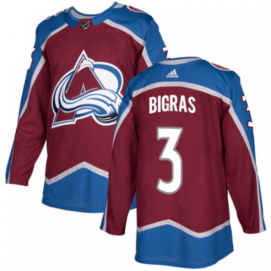 Youth Adidas Colorado Avalanche #3 Chris Bigras Authentic Burgundy Red Home NHL Jersey - Ujersey