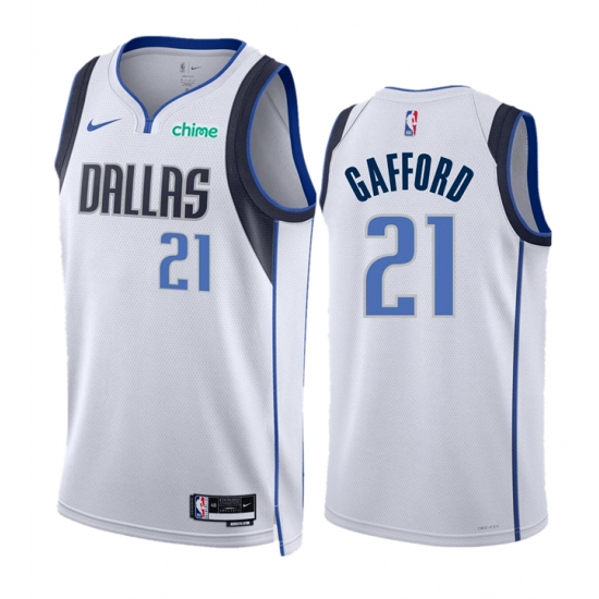 Men's Dallas Mavericks #21 Daniel Gafford White Association Edition Stitched Basketball Jersey - Ujersey