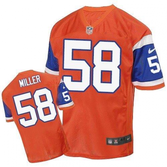 Men's Nike Denver Broncos #58 Von Miller Elite Orange Throwback NFL Jersey - Ujersey