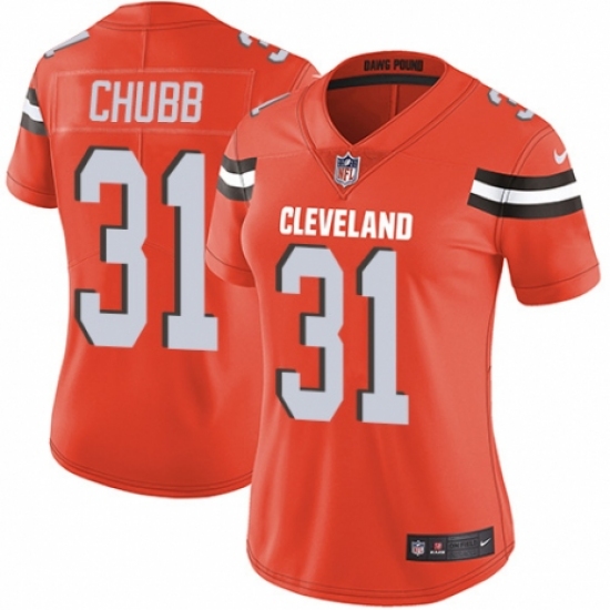 Women's Nike Cleveland Browns #31 Nick Chubb Orange Alternate Vapor Untouchable Limited Player NFL Jersey - Ujersey