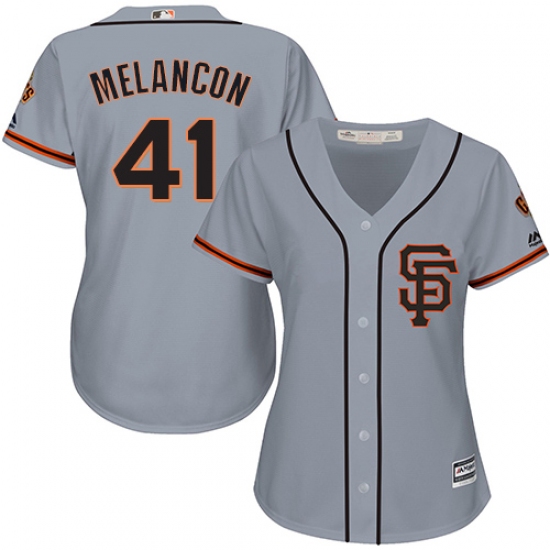 Women's Majestic San Francisco Giants #41 Mark Melancon Authentic Grey Road Cool Base MLB Jersey - Ujersey