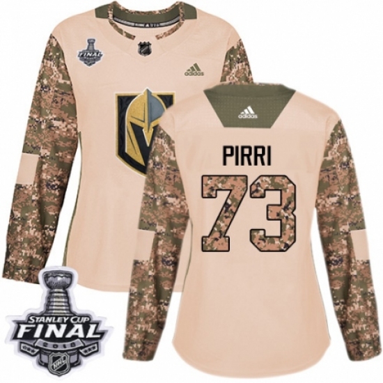 Women's Adidas Vegas Golden Knights #73 Brandon Pirri Authentic Camo Veterans Day Practice 2018 Stanley Cup Final NHL Jersey - Ujersey