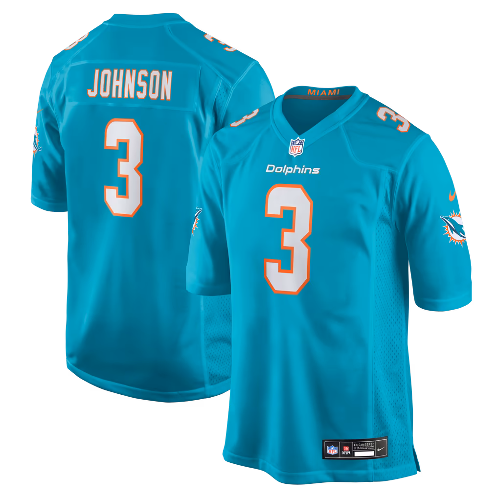 Men's Miami Dolphins Chris Johnson Nike Aqua Game Jersey - Ujersey