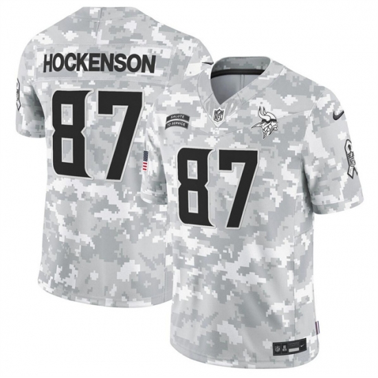 Men's Minnesota Vikings #87 T.J. Hockenson 2024 F.U.S.E Arctic Camo Salute To Service Limited Stitched Football Jersey - Ujersey