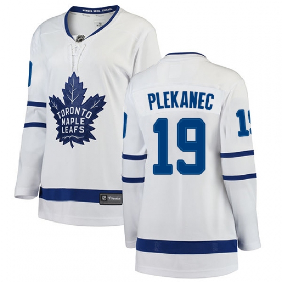 Women's Toronto Maple Leafs #19 Tomas Plekanec Authentic White Away Fanatics Branded Breakaway NHL Jersey - Ujersey