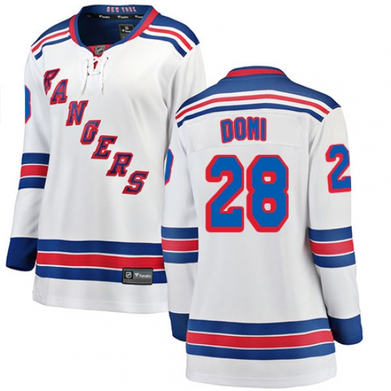Women's New York Rangers #28 Tie Domi Fanatics Branded White Away Breakaway NHL Jersey - Ujersey