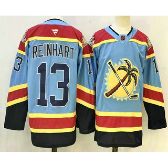Men's Florida Panthers #13 Sam Reinhart Blue Reverse Retro Stitched Authentic Jersey - Ujersey