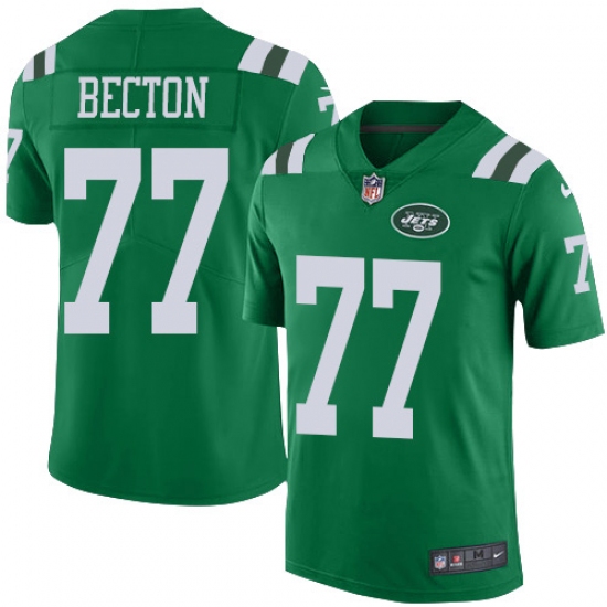 Men's New York Jets #77 Mekhi Becton Green Stitched Limited Rush Jersey - Ujersey