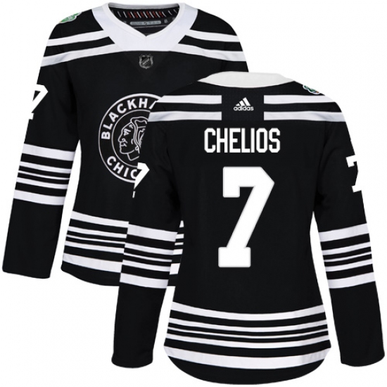 Women's Adidas Chicago Blackhawks #7 Chris Chelios Authentic Black 2019 Winter Classic NHL Jersey - Ujersey