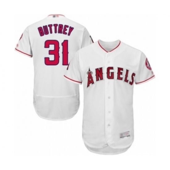 Men's Los Angeles Angels of Anaheim #31 Ty Buttrey White Home Flex Base Authentic Collection Baseball Player Jersey - Ujersey