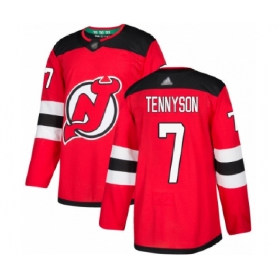 Youth New Jersey Devils #7 Matt Tennyson Authentic Red Home Hockey Jersey - Ujersey