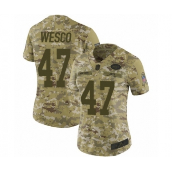 Women's New York Jets #47 Trevon Wesco Limited Camo 2018 Salute to Service Football Jersey - Ujersey