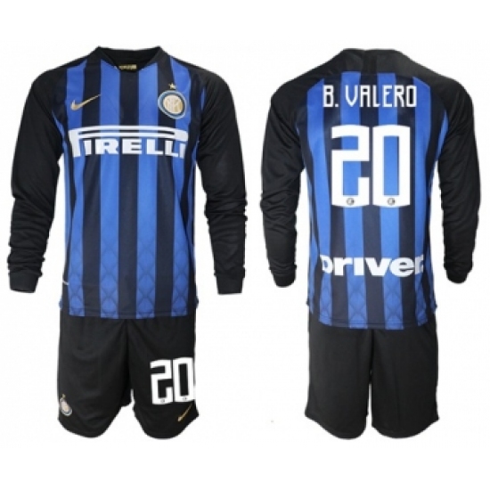 Inter Milan #20 B.Valero Home Long Sleeves Soccer Club Jersey