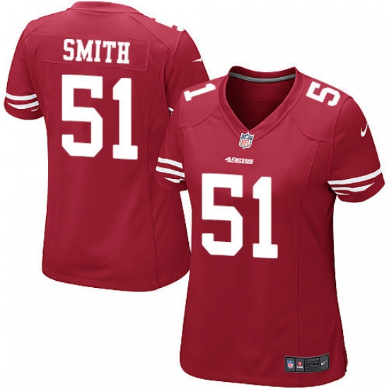 Women's Nike San Francisco 49ers #51 Malcolm Smith Game Red Team Color NFL Jersey - Ujersey
