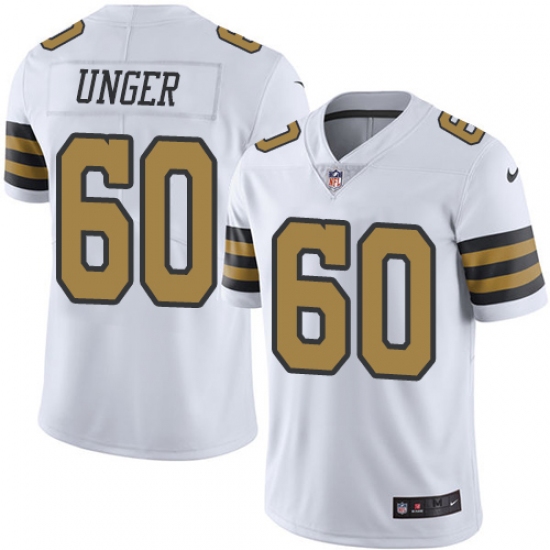 Youth Nike New Orleans Saints #60 Max Unger Limited White Rush Vapor Untouchable NFL Jersey - Ujersey