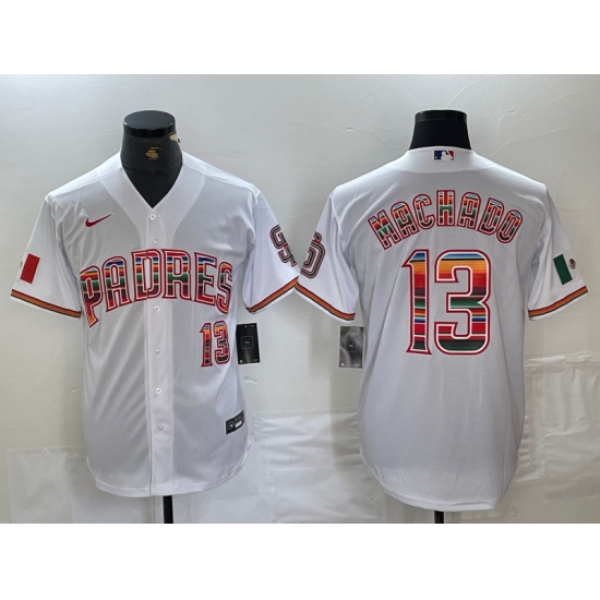 Men's San Diego Padres #13 Manny Machado Mexico White Cool Base Stitched Baseball Jersey - Ujersey
