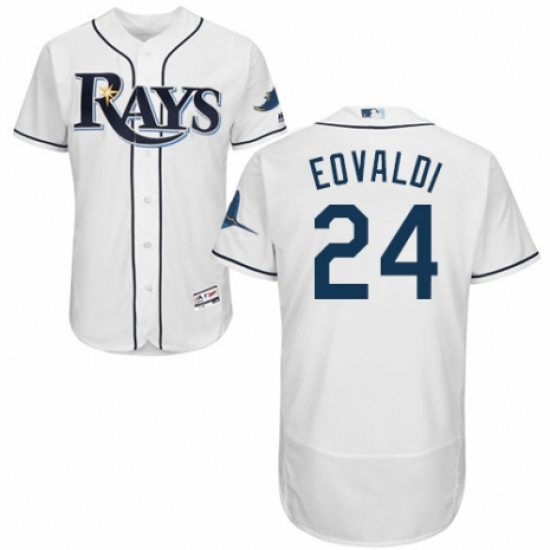 Men's Majestic Tampa Bay Rays #24 Nathan Eovaldi Home White Home Flex Base Authentic Collection MLB Jersey - Ujersey