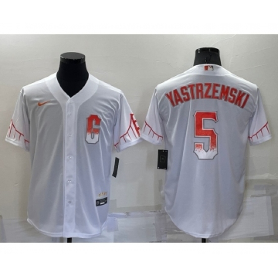 Men's San Francisco Giants #5 Mike Yastrzemski White 2021 City Connect Stitched Cool Base Nike Jersey - Ujersey