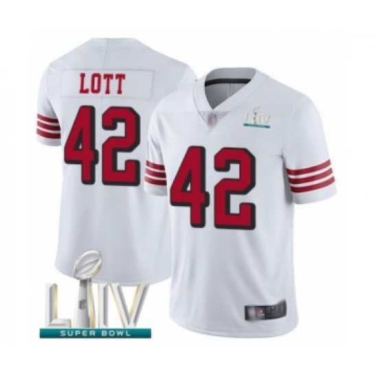 Youth San Francisco 49ers #42 Ronnie Lott Limited White Rush Vapor Untouchable Super Bowl LIV Bound Football Jersey - Ujersey